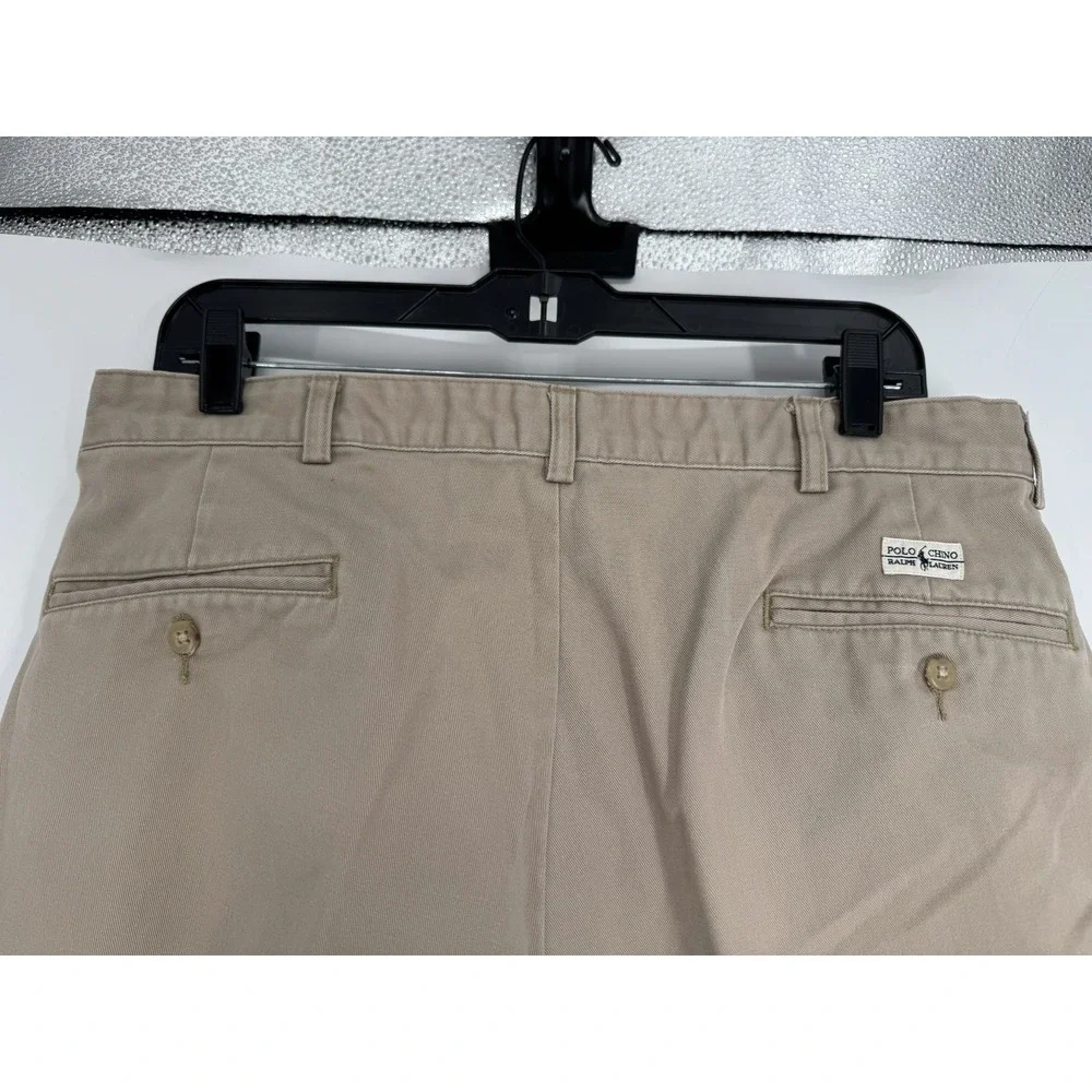 Polo Ralph Lauren Andrew Pants Mens Size 36x32 Khaki Vintage Baggy Pleated Chino